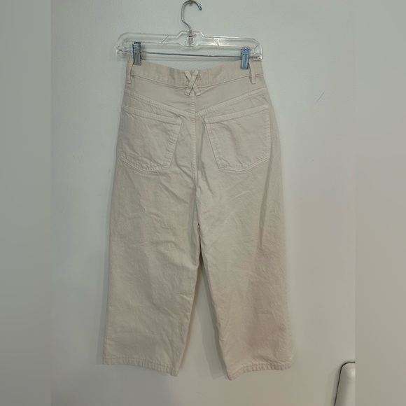 ZARA high rise wide leg cropped jeans cream size 2/26 - Picture 12 of 14